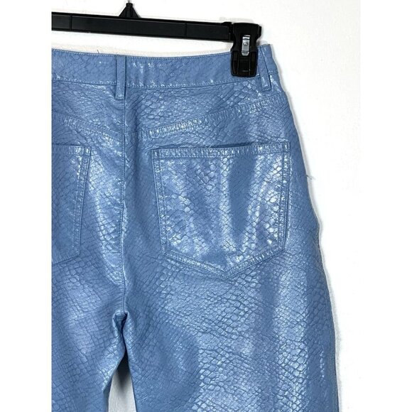 ASOS DESIGN‎ Light Blue Faux Crocodile Leather Straight Leg Pants Size 26 Y2K - Picture 7 of 14